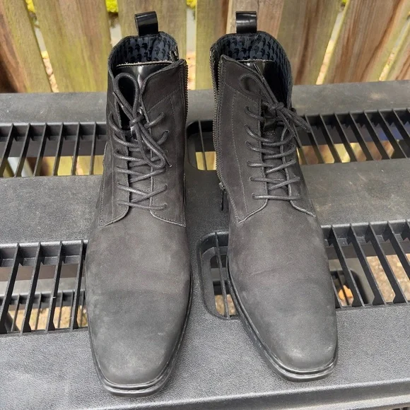Karl Lagerfeld Lace-Up Chukka Black Suede Leather Boots sz10  display picture 1